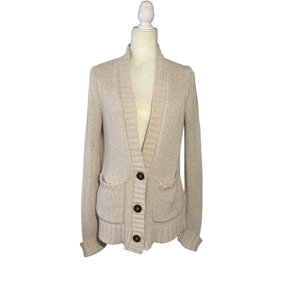 Abercrombie & Fitch cotton blend oatmeal long cardigan with pockets - M